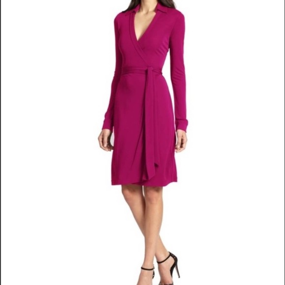 Diane Von Furstenberg Dresses & Skirts - Diane Von Furstenberg Jeanne Two Wrap Fuschia Dress Size 4
